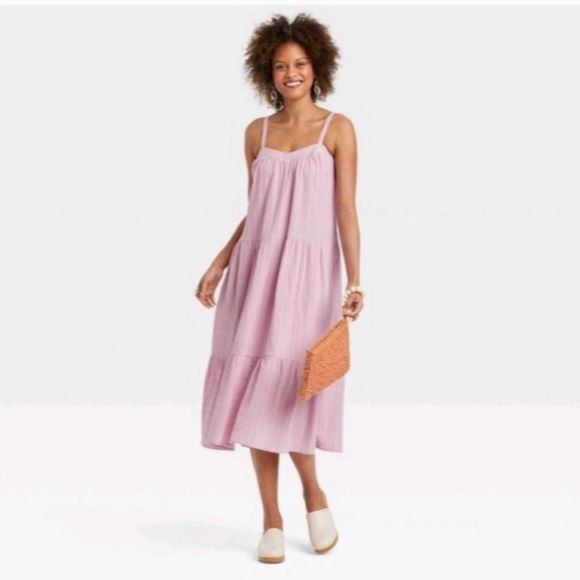 Knox Rose Dresses & Skirts - Knox Rose Sleeveless Tiered Midi Dress Lilac Haze 